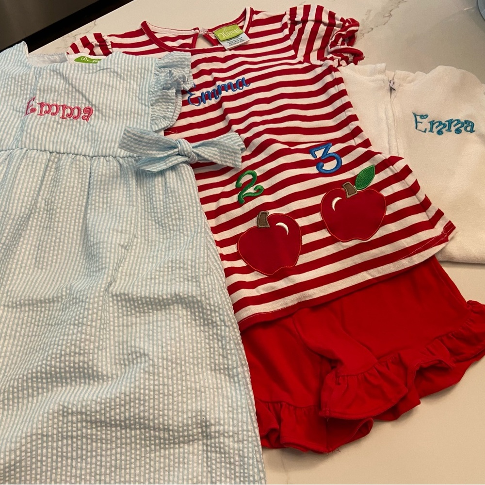 Girls size 7 monogrammed Emma clothes lot
